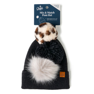 Britt's Knits Snap To It Mix & Match Pom Hat - Black