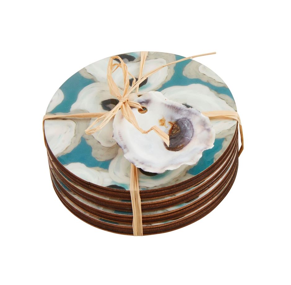 Blue Oyster Enamel Coaster Set