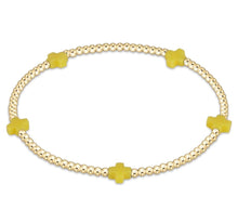 Load image into Gallery viewer, Signature Cross Small Gold Pattern 2mm Bead Bracelet- Canary