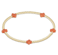 Load image into Gallery viewer, Signature Cross Small Gold Pattern 2mm Bead Bracelet- Coral