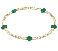 Load image into Gallery viewer, Signature Cross Small Gold Pattern 2mm Bead Bracelet- Emerald