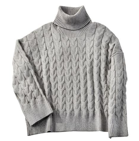 Tilsbury Chunky Cable Sweater- Heather Grey