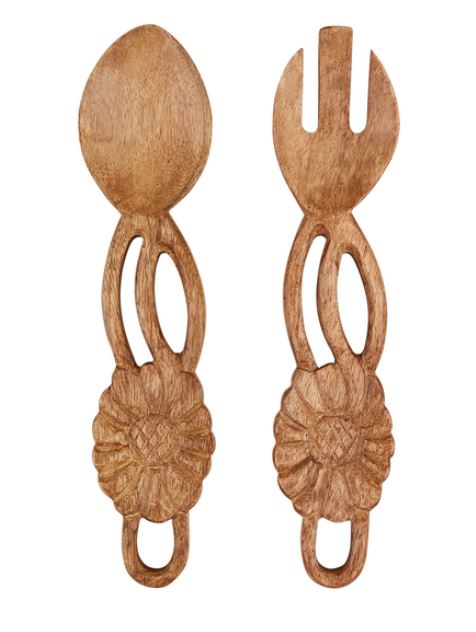 Carved Flower Salad Servers