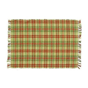 Red and Green Plaid Placemat with Fringe, Set of 4