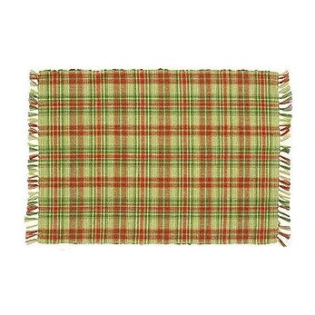 Red and Green Plaid Placemat with Fringe