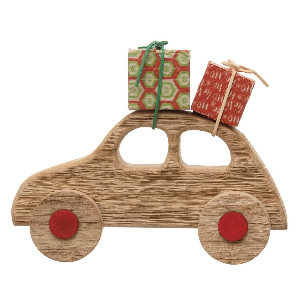 Wood Car with Presents