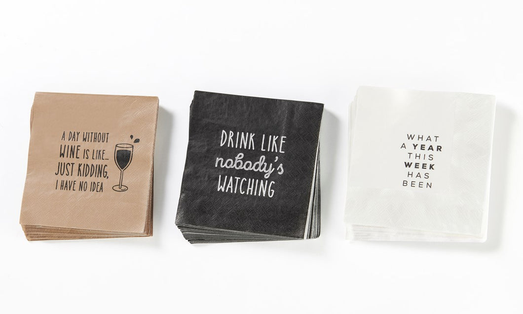 Paper Cocktail Napkins, Asst. 3