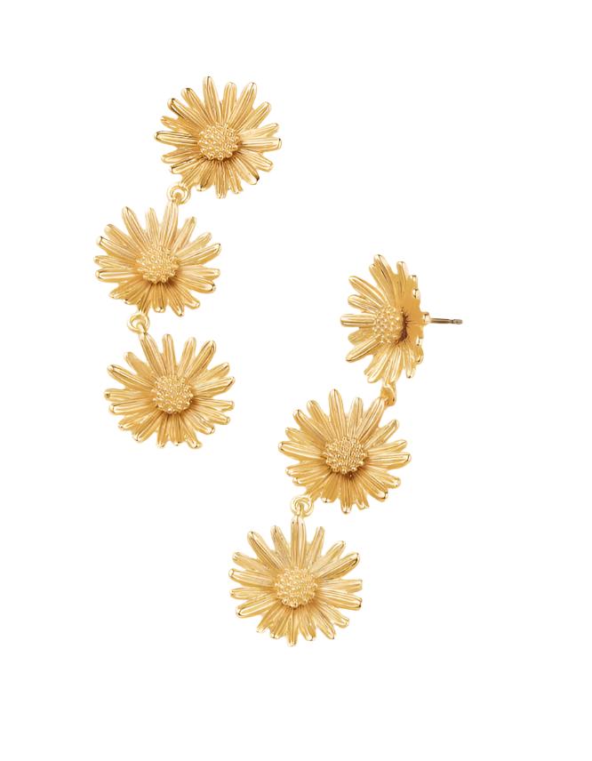 Daisy Dangle Earrings Gold