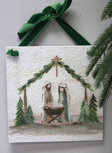 Evergreen Nativity Wall Sign