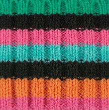 Load image into Gallery viewer, Color Stripe Winter Pom Hat - Black