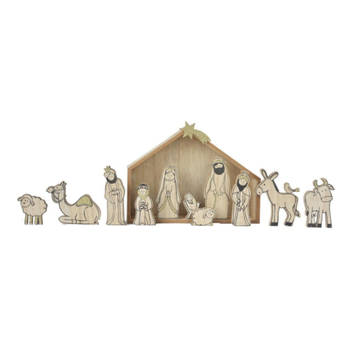 Wood Grain Nativity Set