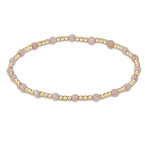 Gemstone Gold Sincerity Pattern 3mm Bead Bracelet - Pink Opal