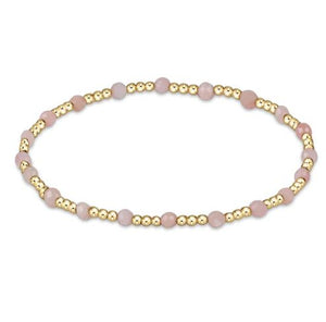 Gemstone Gold Sincerity Pattern 3mm Bead Bracelet - Pink Opal