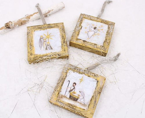 Hand-Painted Nativity Canvas Ornament