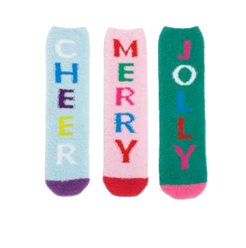 Holiday Word Socks, 3 asst.