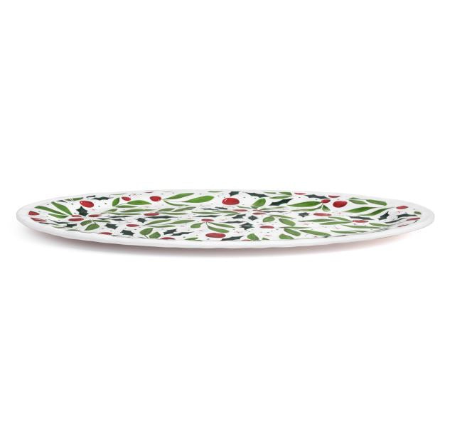 Holly Leaves Large Melamine Oval Platter