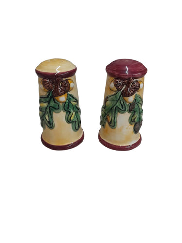 Hand Painted Leaf Salt and Pepper Shakers