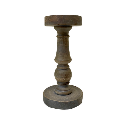 Gray Wash Wood Pillar Candle Holder 9
