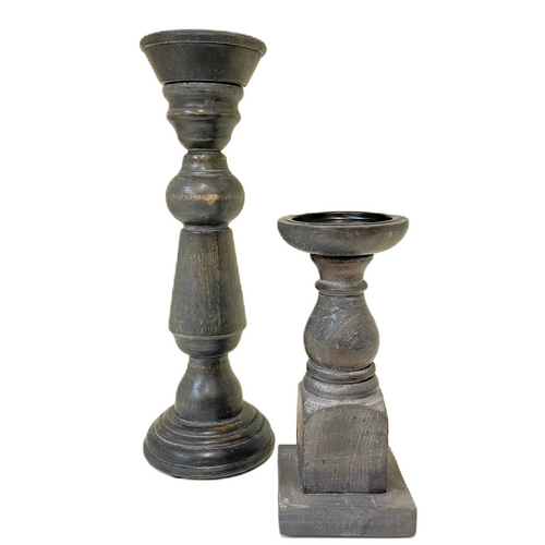 Wooden Candle Holder - Charcoal