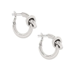 Load image into Gallery viewer, Interlok Single Knot Hoop Earrings - Silver