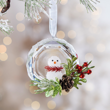 Load image into Gallery viewer, Krystal Snowglobe Snowman Ornament