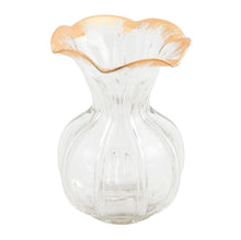 Load image into Gallery viewer, Large Ruffled Gold Glass Vase