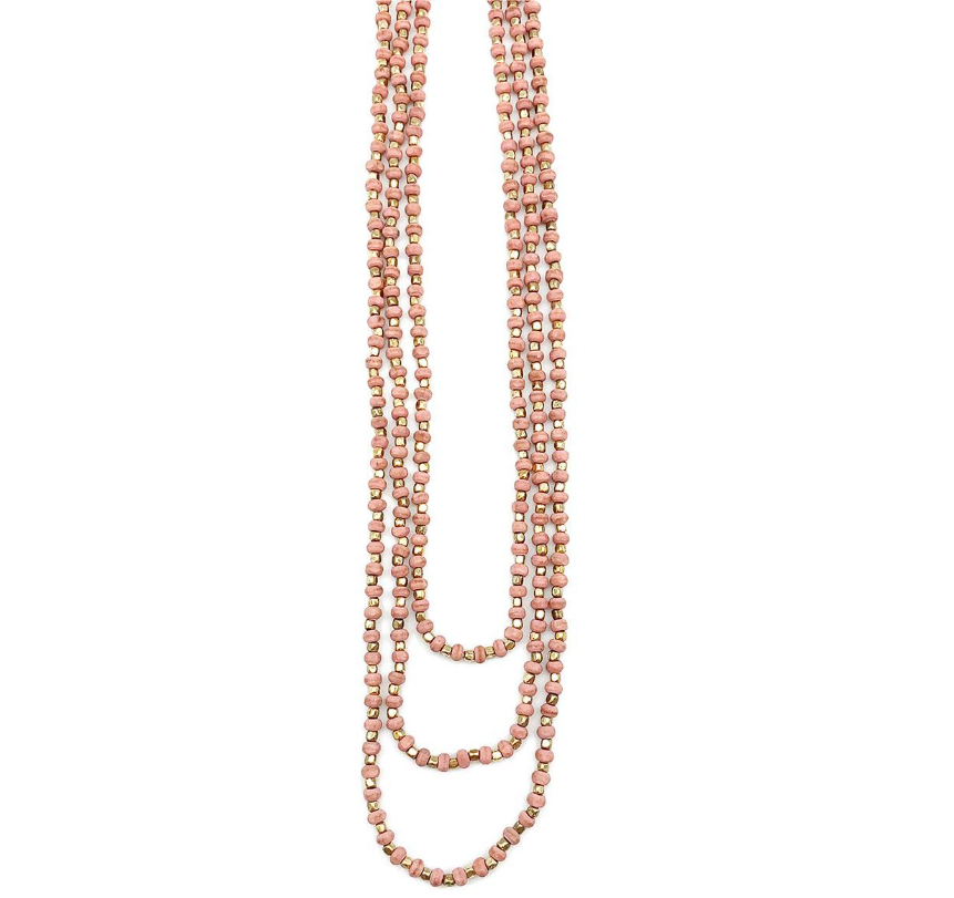 Sachi Mulberry Three Strand Necklace, Light Pink