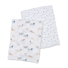 Load image into Gallery viewer, Lulujo Cotton Swaddles – Puppy Dogs &amp; Stars