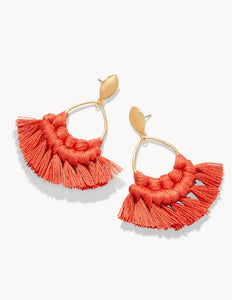 Coral Macrame Earrings