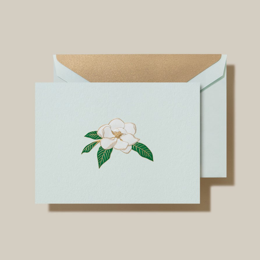 Engraved Magnolia Blossom Note Cards