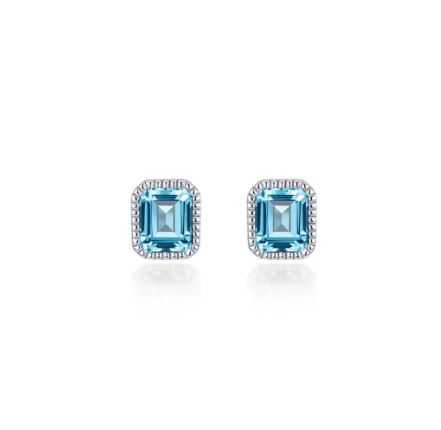 March Birthstone Solitaire Stud Earrings