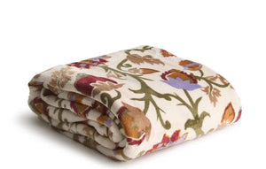 Midnight Garden Paisley Antique White Plush Throw Blanket