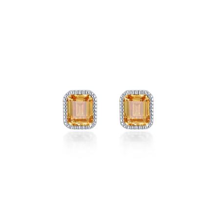 November Birthstone Solitaire Stud Earrings