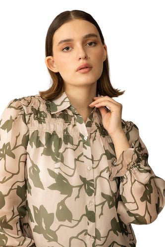 Forest Muse Printed Top - Olive Bloom