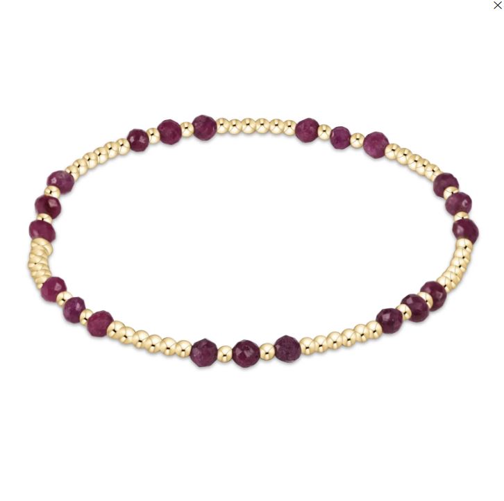 Gold Joy 2mm Ruby Bead Bracelet