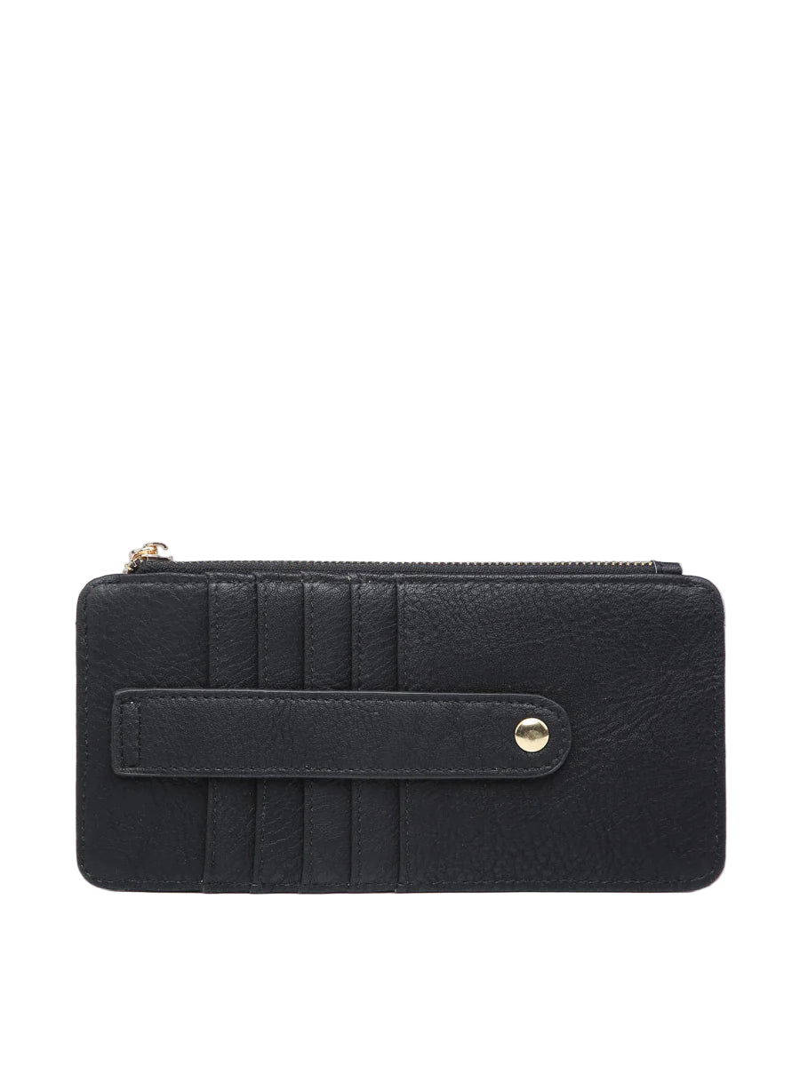 Saige Vegan Leather Slim Card Wallet- Black