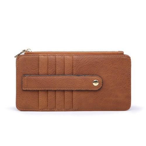 Saige Vegan Leather Slim Card Wallet- Brown