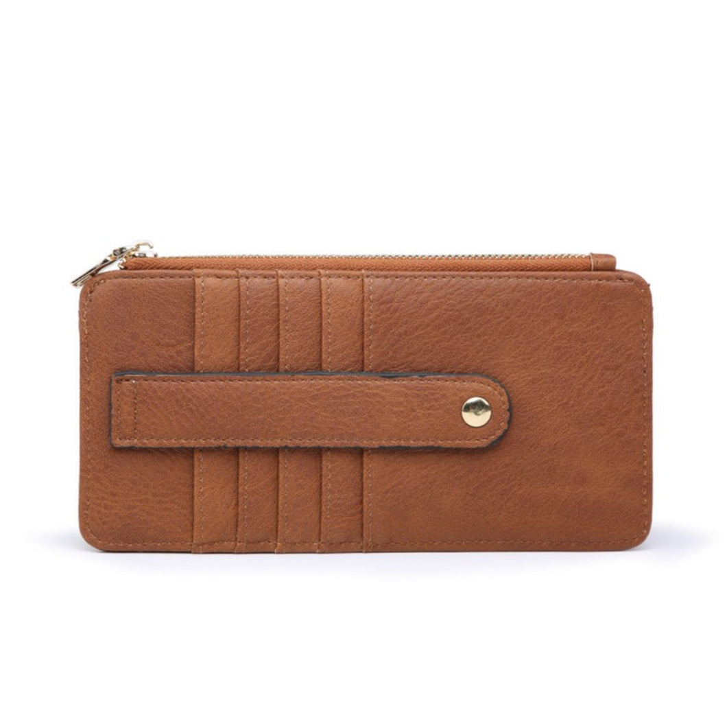 Saige Vegan Leather Slim Card Wallet- Brown