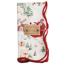 Load image into Gallery viewer, Scalloped Christmas Dinner Napkins - Set of 4