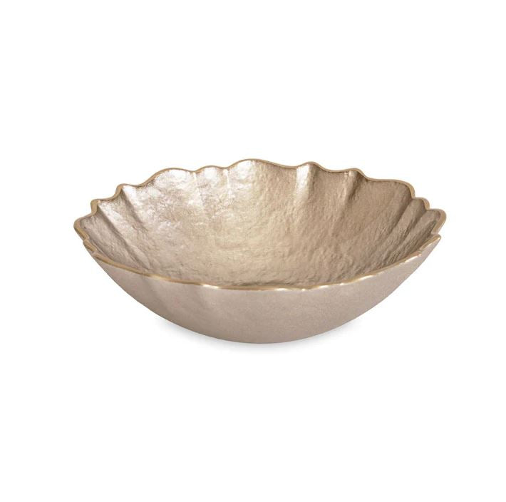 Glass Small Round Bowl - Taupe and Gold