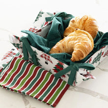 Load image into Gallery viewer, Candy Stripe Tea Towel Bread Basket Set