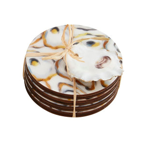 White Oyster Enamel Coaster Set