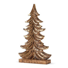 Load image into Gallery viewer, Wood Tree Figure with Gold Detail