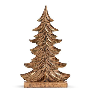 Wood Tree Figure with Gold Detail