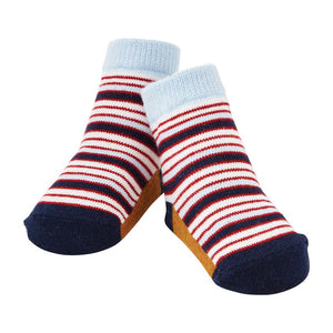 Blue and Red Striped Baby Socks