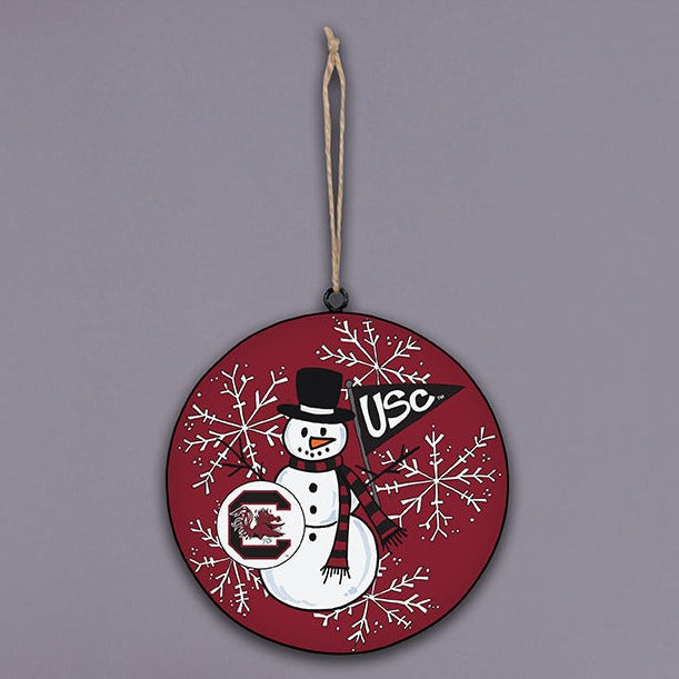 South Carolina Snowman Metal Ornament
