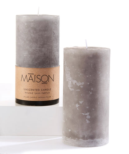 Grey 3x6 Rustic Pillar Candle