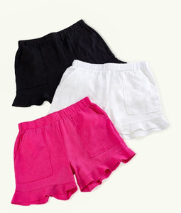 Flutter Edge Linen Shorts, Asst. Colors