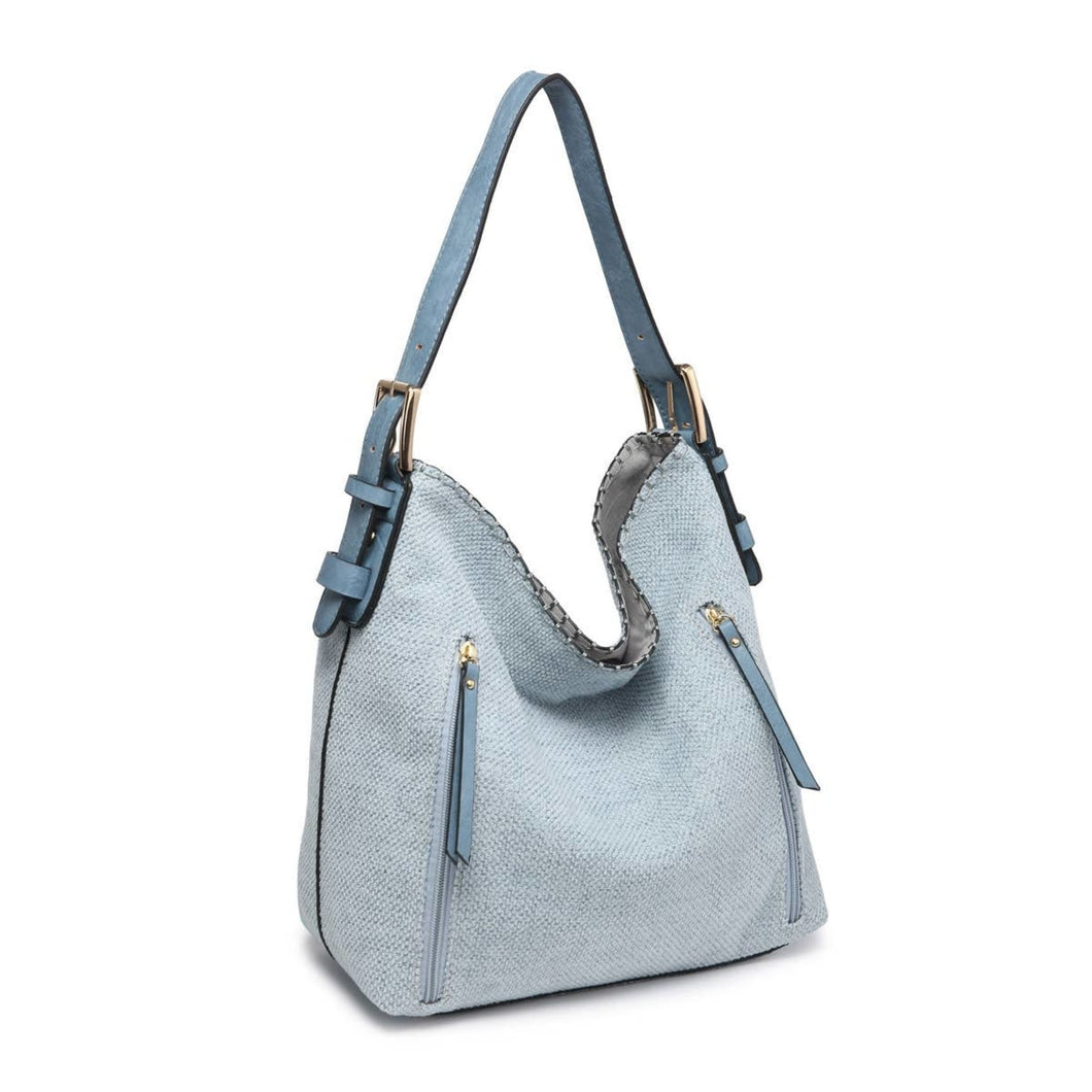 Alexa Canvas Hobo Tote in Grey-Blue