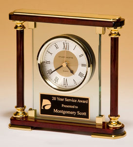 Glass and Rosewood Clock